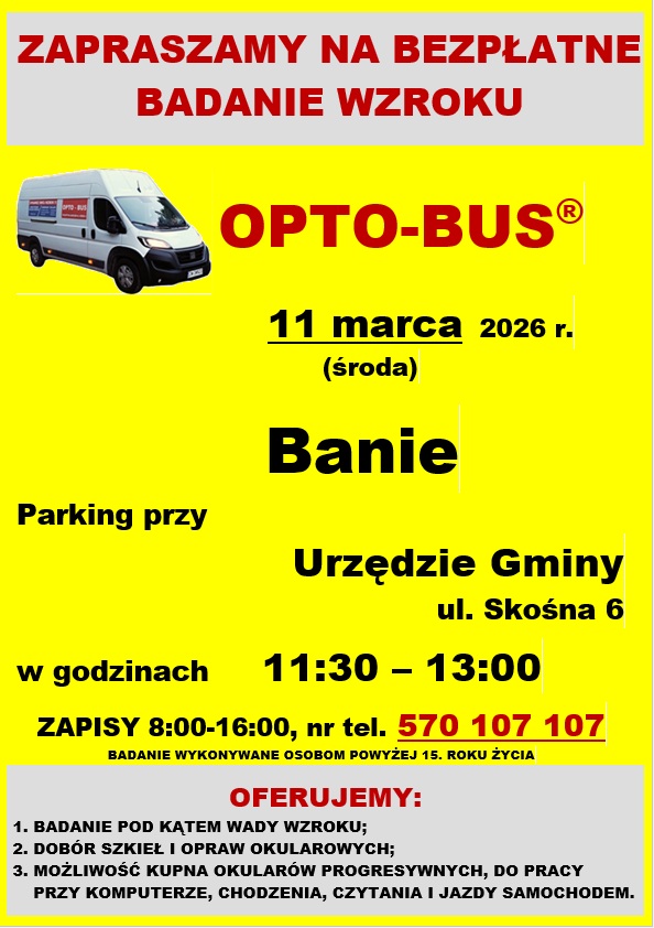 Zdjęcie: Bezpłatne badanie wzroku w gminie Banie.